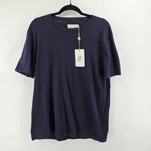 Collars & Co Cotton‎ Silk T-Shirt Men's Large Navy Blue Luxury Touch Minimalist